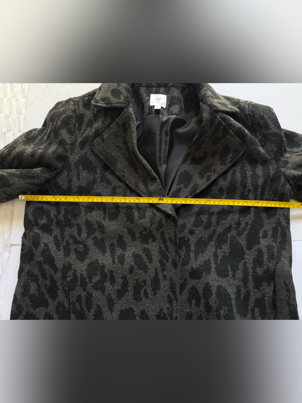 Rafaella NWT Leopard Print Coat Charcoal Black Animal Print Overcoat Sz L - Picture 7 of 9